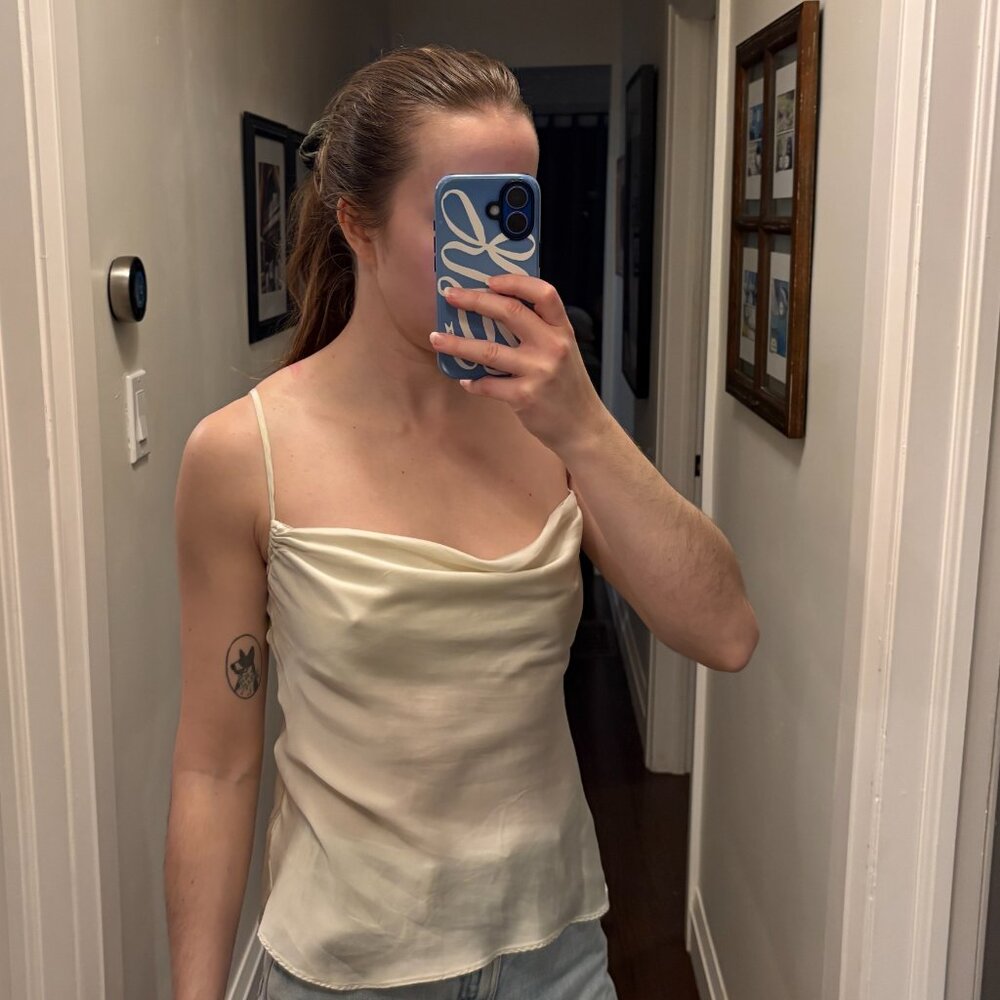Aritzia Wilfred cowl neck satin camisole with adjustable straps